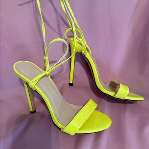 Neon Yellow Strappy Heels
